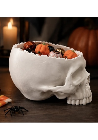 Halloween Cadılar Bayramı Dekoratif Kuru Kafa Şekerlik Kase
