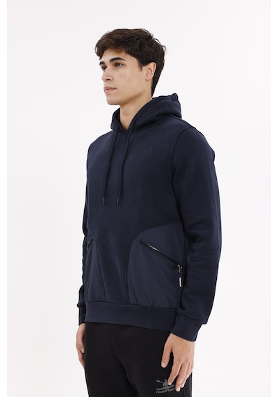 Rowinger Rahat Kalıp Yumuşak İç Yüzeyli Kordonlu Kapüşonlu Sweatshirt Blue