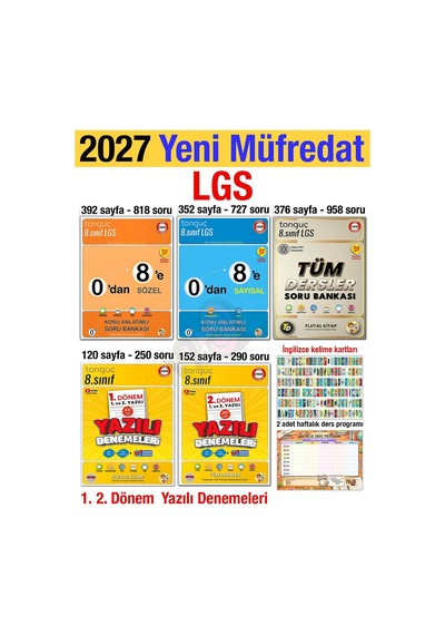 8. Sınıf 2027 Lgs 0'dan 8'e Konu Anlatımlı Tüm Dersler Soru Bankası 1. 2. Dönem Yazılı Deneme Seti
