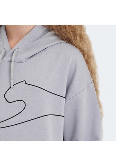 Slazenger LINK Çocuk Kapüşonlu Cepli Taş Gri Sweatshirt