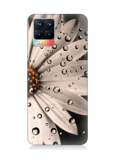 Realme 8 Uyumlu Papatya Ve Su Damlaları Desenli Silikon Kılıf