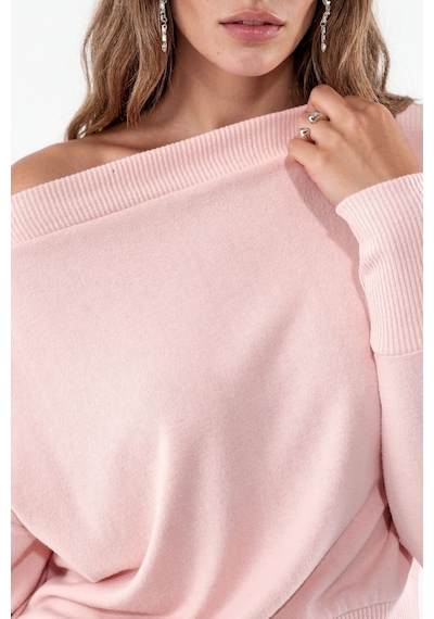 Hiccup Busem Kadın Düz Bisiklet Yaka Sweatshirt Pembe