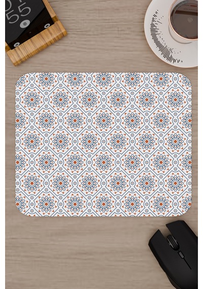Türk Çini Desenleri Kaymaz Dikişli Kauçuk Oyuncu Mousepad V3 - 22x18 Gaming Mouse Pad Fare Altlığı
