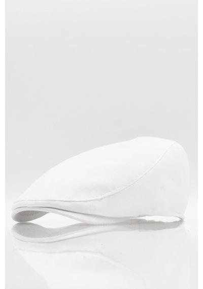 Külah Erkek Düz Pamuklu Beyaz Flat Cap Kasket