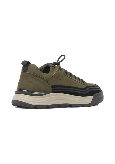 Erkek Haki Nubuk Siyah Süet Deri Sneaker