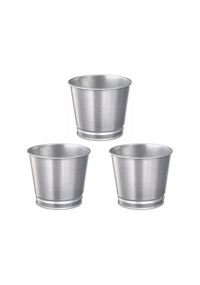 Saksı 3 Adet Paslanmaz Çelik Bitki Saksısı Boyanabilir 9cm 001