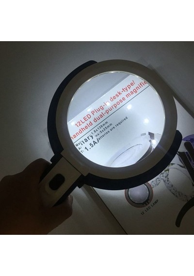 2x5x120mm 10 Ledli Masaüstü Büyüteç