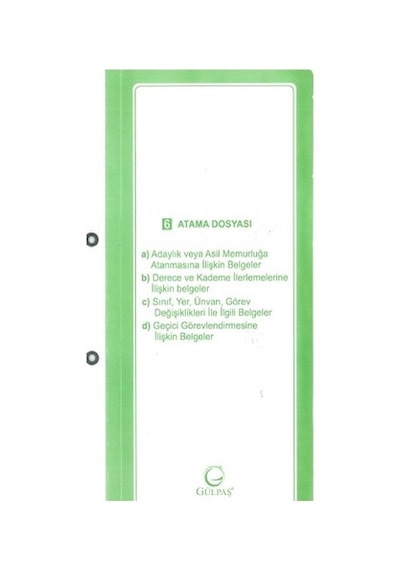 Gülpaş Öğretmen-memur Özlük Dosyası 8 Dosya+plastik Klasör