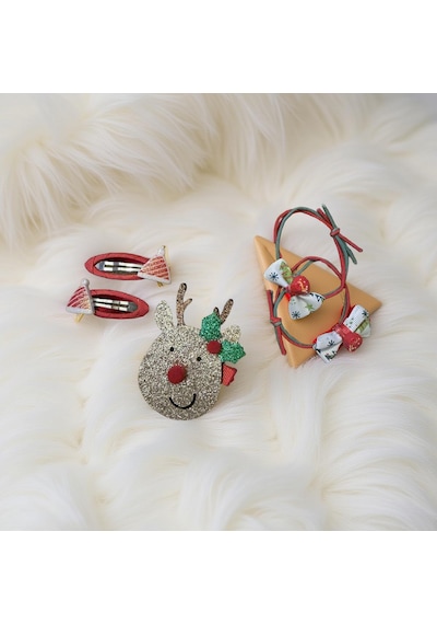Noel Geyik 4'lü Toka Seti Christmas Hair Clip Set-210 Kırmızı