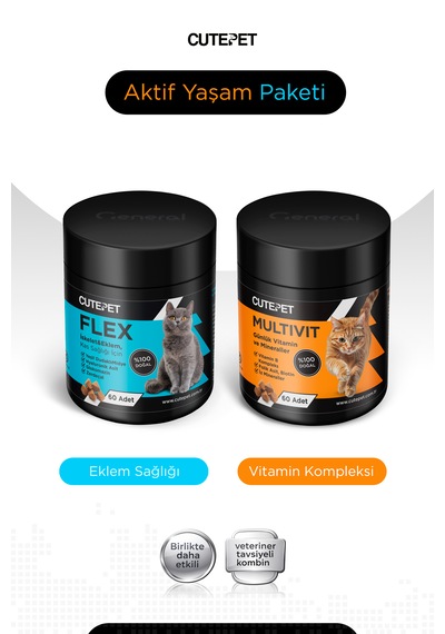 Kedi Aktif Yaşam Paketi - Eklem Sağlığı Destekleyici & Multivitamin Seti