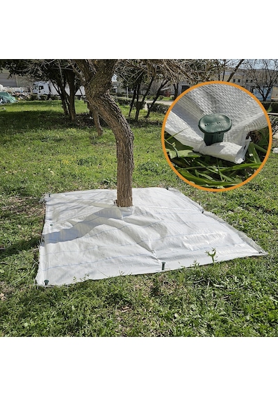 1x1 Metre Ağaç Koruma Örtüsü Ve Sabitleme Çivisi Beyaz Yer Örtüsü Yabani Ot Engelleme Paspası Ağaç Dibi Bezi Sulzer Kumaş