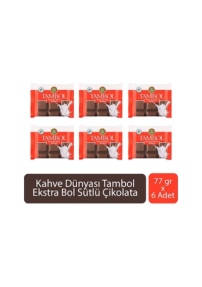 Kahve Dünyası Tambol Ekstra Bol Sütlü Çikolata 77 Gr X 6 Adet