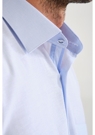 Klasik Kısa Kol Keten Cotton Garneli Hediye Kutulu Erkek Gömlek Fs-000748 - Açık Mavi-1677 Açik Mavi