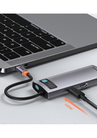 Baseus Metal Gleam Series 6İn1 Type C Hub Usb Hdmı Rj45 Adaptör Ç