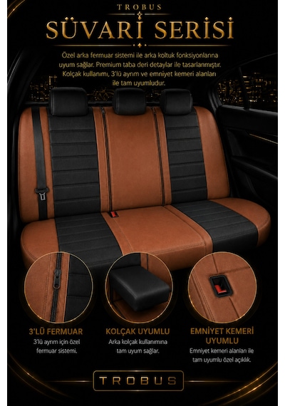 Subaru Impreza 2008-2011 Uyumlu Süvari Serisi Siyah Taba Oto Koltuk Kılıfı
