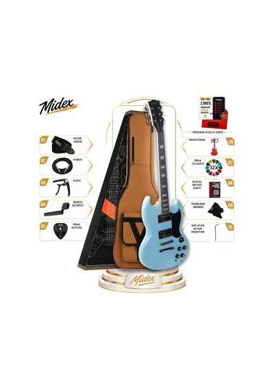 Midex Sg-special-ltb Profesyonel Sg Kasa Hh Elektro Gitar Seti Turkuaz