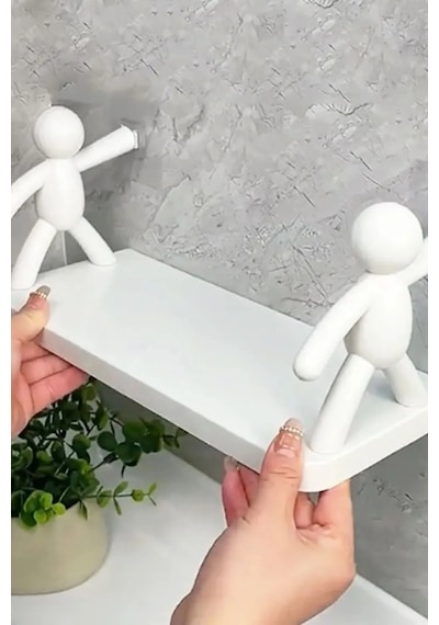 Tineke Banyo Mutfak Organizer Şampuan Kozmetik Çöp Adam Raf 1 Ad Beyaz