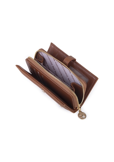 Nas Bag Kadın Orta Boy Kartlık Kağıt Para Ve Bozuk Para Tasarımına Sahip Taba Lopez 16x9 Cm