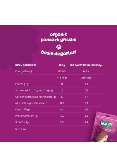 Organik Vegan Pancarlı Grissini 55 Gr