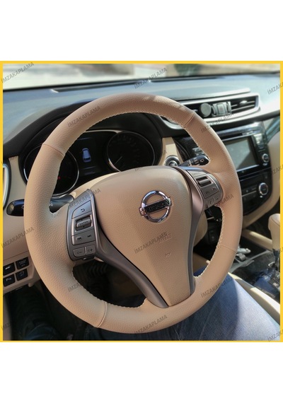 Nissan İxtiral Araca Özel Direksiyon Kılıfı Krem Deri