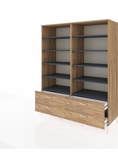 Kronos Gardrop 10 Raflı 4 Çekmeceli 4 Kapaklı 176x59x221 Çam-antrasit/çam Antrasit/çam Kronos Gardrop 10 Raflı 4 Çekmeceli 4 Kapaklı 176x59x221 Çam-antrasit/çam Antrasit/çam