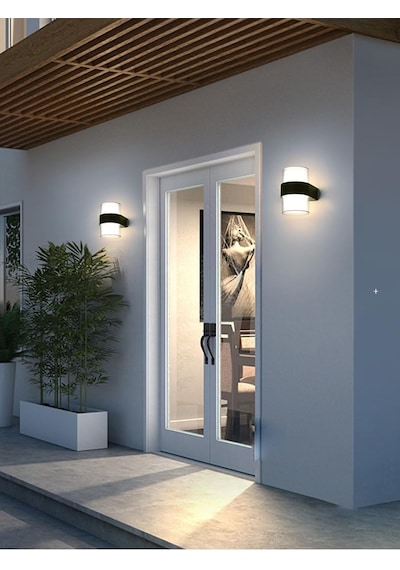 Silindir Led Aplik 12 Watt Gün Işığı 3200k İç Mekan Ve Dış Mekan Cata Bora Led Aplik Ip54 Siyah