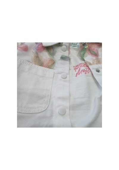 Uğur Bebe Cichlid Kız Çocuk 3 Lü Takım Çiçek Desenli Kot Ceket, Yumuşak Kanvas Kargo Pantolon Ve Sweatshirt Ekru Somon Ekru Somon