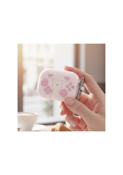 Caseonn Apple Airpods Uyumlu 5 Kılıf Retro Gamepad Pembe