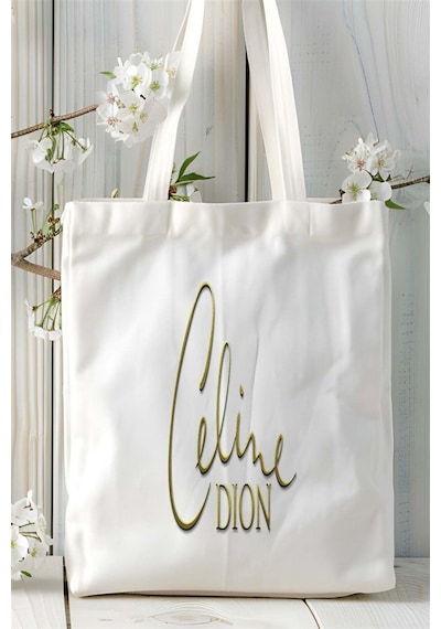 Art Hediye Celine Dion Baskılı Bez Çanta Kişiye Özel Model 1 Çok Renkli
