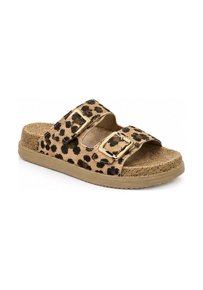 Nzp-24025-lpr N Napa Shoe Kadın Leopar Desenli Çift Bantlı Terlik Taba