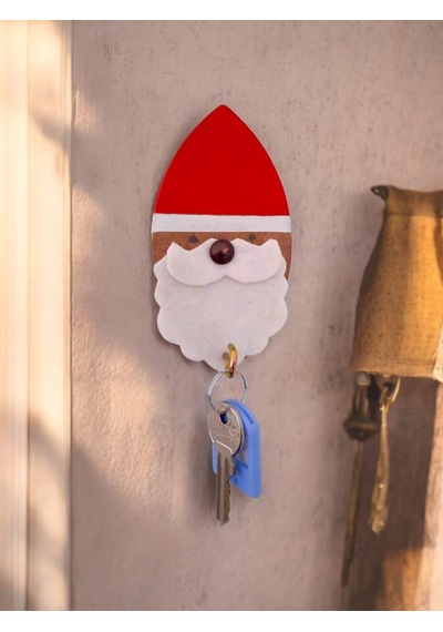 Noel Baba Ahşap Tekli Askı Renkli