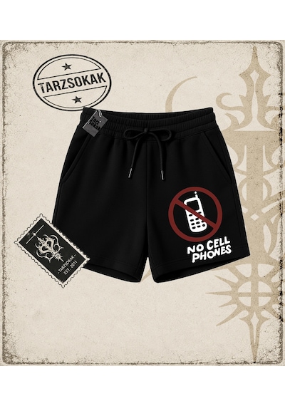 Tarzsokak Gotik & Grunge Streetwear No Cell Phones Unisex Şort Siyah