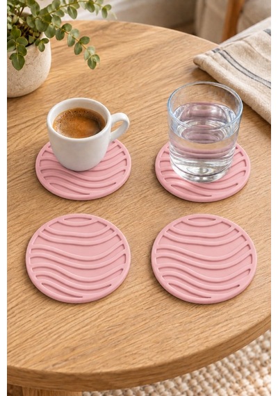 Rıpple Mini Dalga %100 Silikon Bardak Altlığı 8 Cm 4'lü Set Nude Çok  Renkli