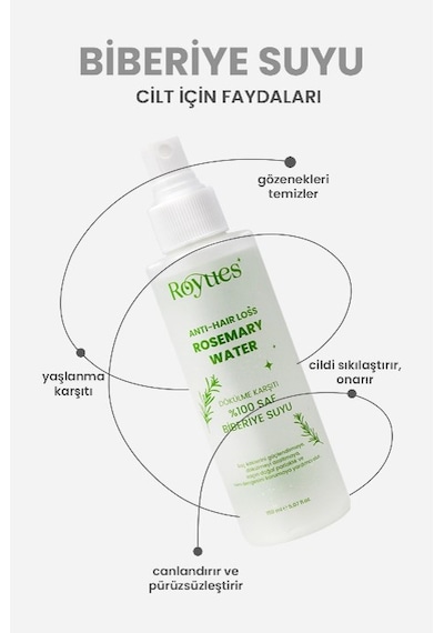 Royues Dökülme Karşıtı Ve Saç Uzatma Etkili Biberiye Suyu 150 ML