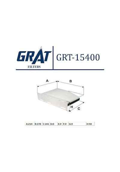 Polen Filtresi Karbonlu Grat Grt15400/c Golf Jetta Passat Oem 1k1819653b