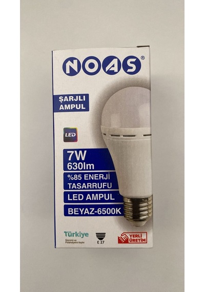 Yl95-0711 7w 6500k Beyaz Şarjlı Ampul Tekli Beyaz Işık E27 Led Ampul 7 Watt Yok A'dan G'ye G
