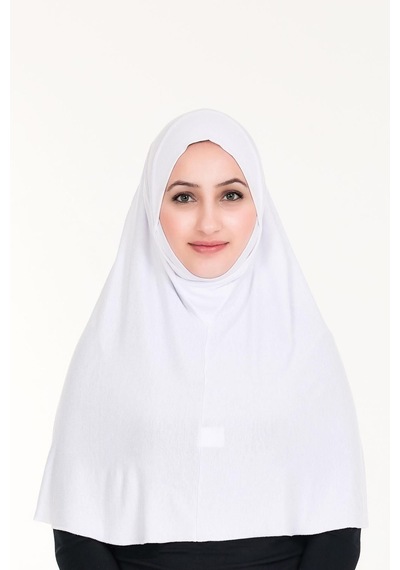 Peçeli Hazır Türban Pratik Şal Hijab Namaz Örtüsü Beyaz