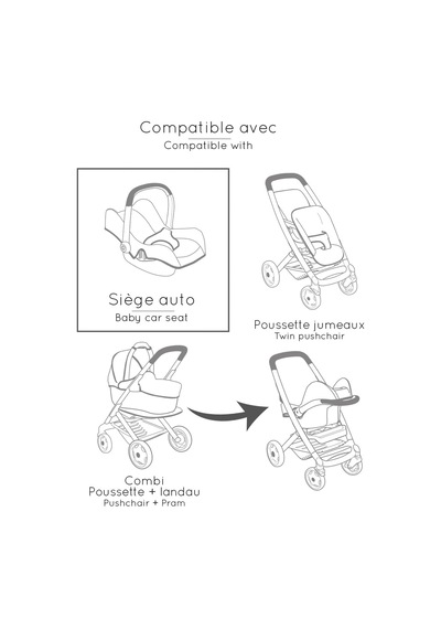 Smoby Maxi-cosi Bej Koltuk Taklit Oyuncak 42 Cm'ye Kadar Bebekler İçin Hafif, Ayarlanabilir Sap, 3 Genel