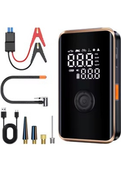 Castu Cs71 Plus Akü Takviye Cihazı 4'ü 1 Arada Powerbank, Hava Kompresörü, Lcd Ekran, 12.000mah 150psı