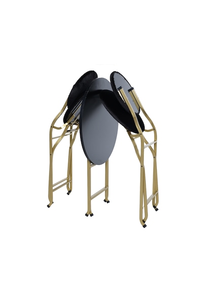 Siyah Kumaş Gold Metal Bahçe Takımı - 4 Sandalye + 1 Masa