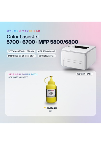 Hp 213a W2132a Toner Tozu Sarı 90gr / Color Laserjet Enterprise 5700 / 6700 / Mfp 5800 / 6800