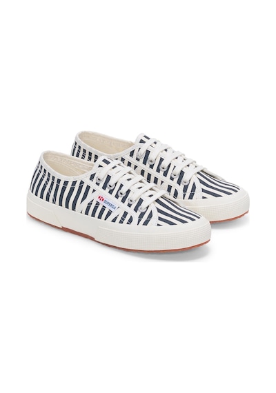 Superga 2750 Stripes Print Unisex Beyaz-lacivert Bileksiz Sneaker Beyaz-lacivert-457