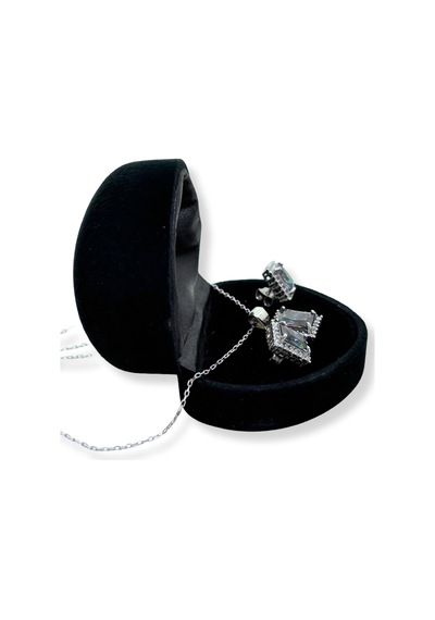 Oya Silver Beyaz Zirkon Taşlı Gümüş Set