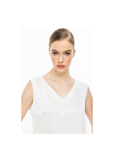 On Fashion Bluz V Yaka Kolsuz Ekru