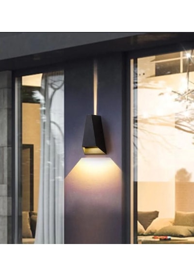2 x 3w Led Su Geçirmez Modern Dış ve İç Mekan Aplik Malta Ip44 Ay Siyah
