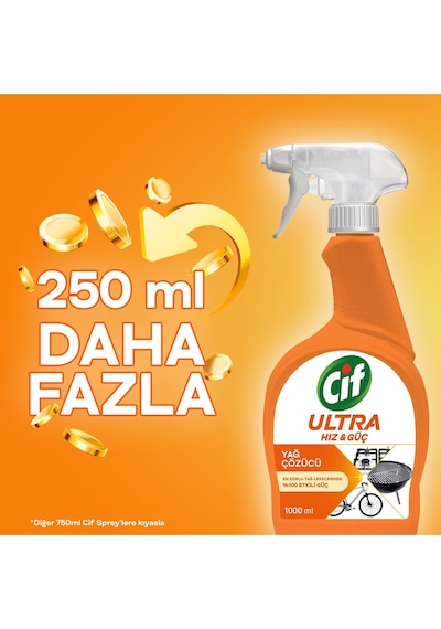 Cif Ultra Hız & Güç Yağ Çözücü Leke ve Kir Çıkarıcı Sprey 3 x 1 L