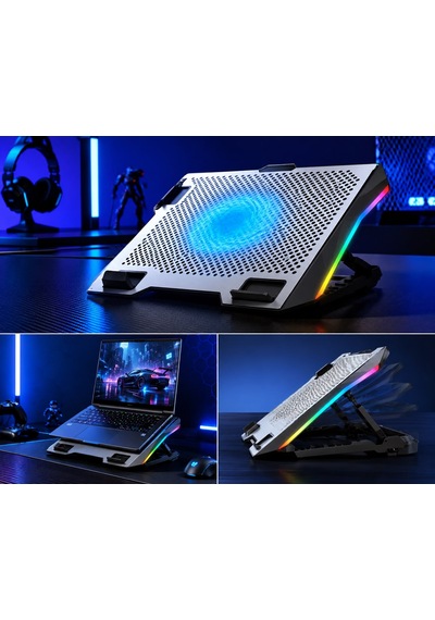 Lenovo Ideapad Flex 5 14'' Rgb Led Laptop Soğutucu Standı Tek Fanlı, 12-17 İnç Uyumlu