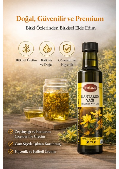 Kantaron Yağı 250 Ml %100 Maserasyon Büyük Boy Bitkisel Bakım Yağı Cilt Ve Masaj İçin