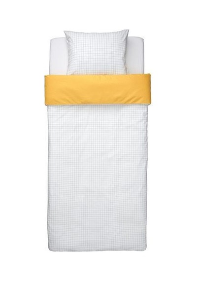 Ikea Vankrets Tek Kişilik Nevresim Takımı 150 X 200 Cm Beyaz - Hardal Çok Renkli