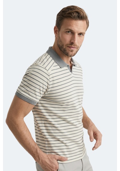 Slazenger Zoll Erkek Polo Yaka Beyaz / Gri Tişört